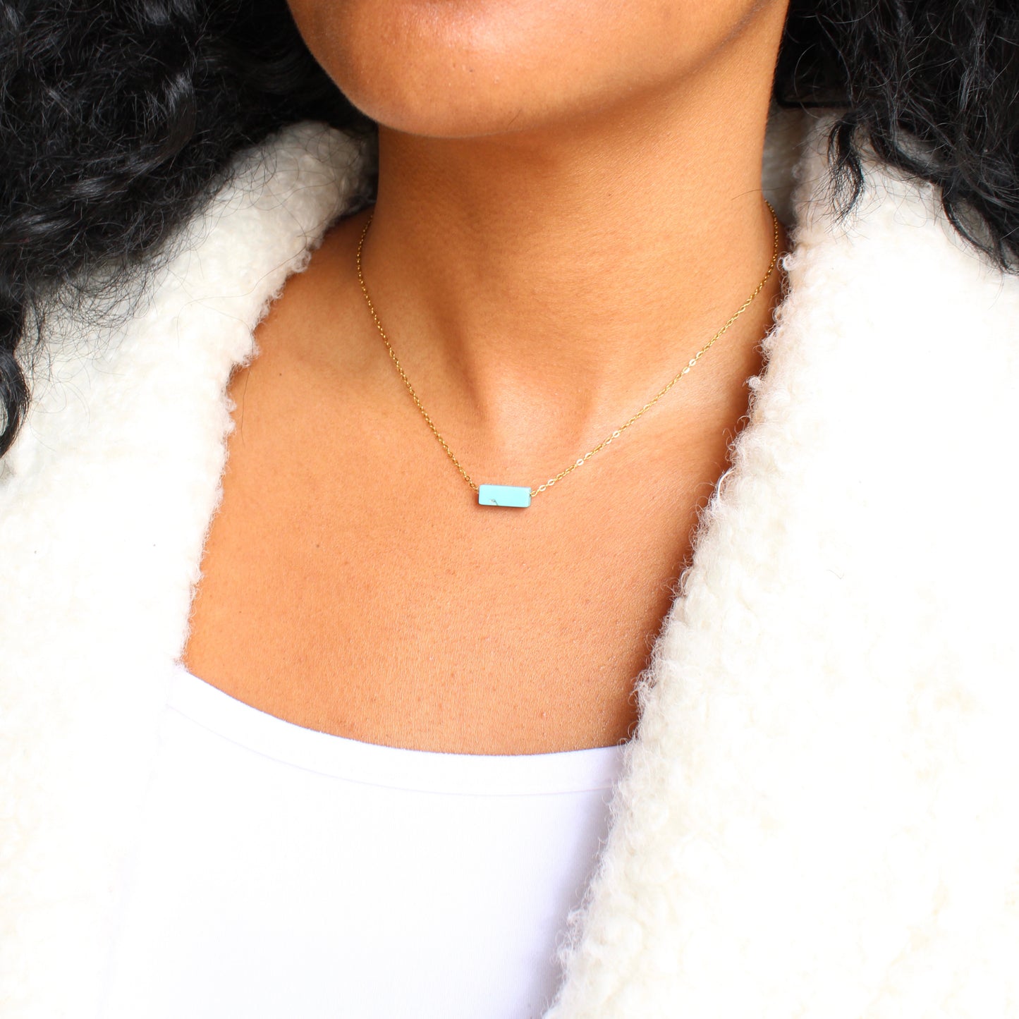 Rectangular Stone Pendant Necklace | gemstone jewelry