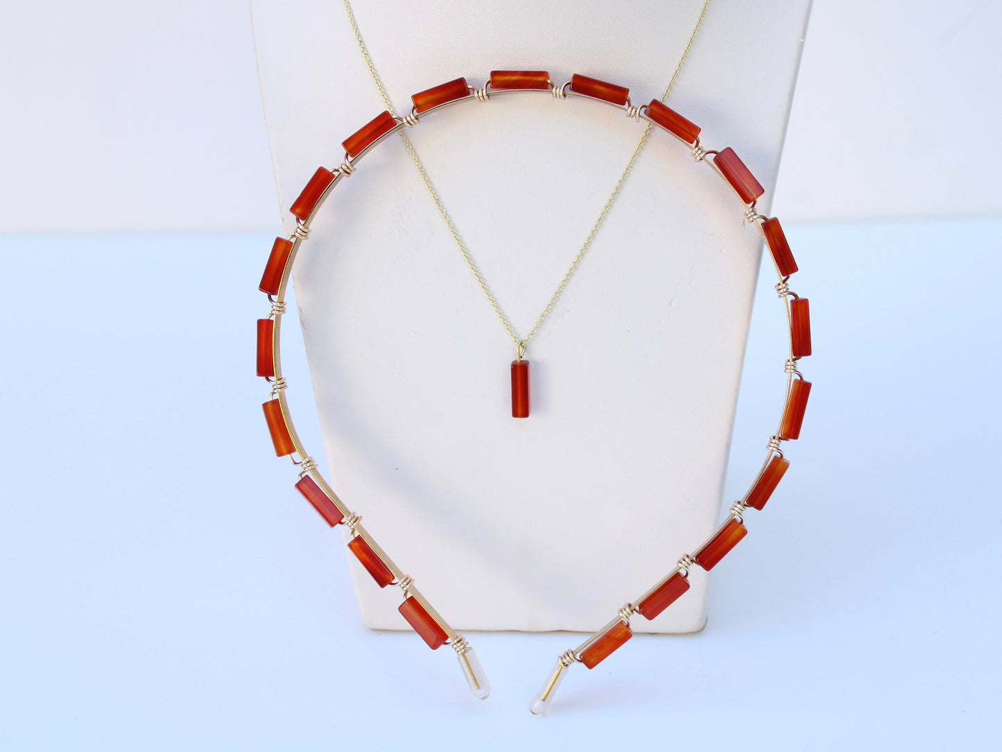 Rectangular Stone Pendant Necklace