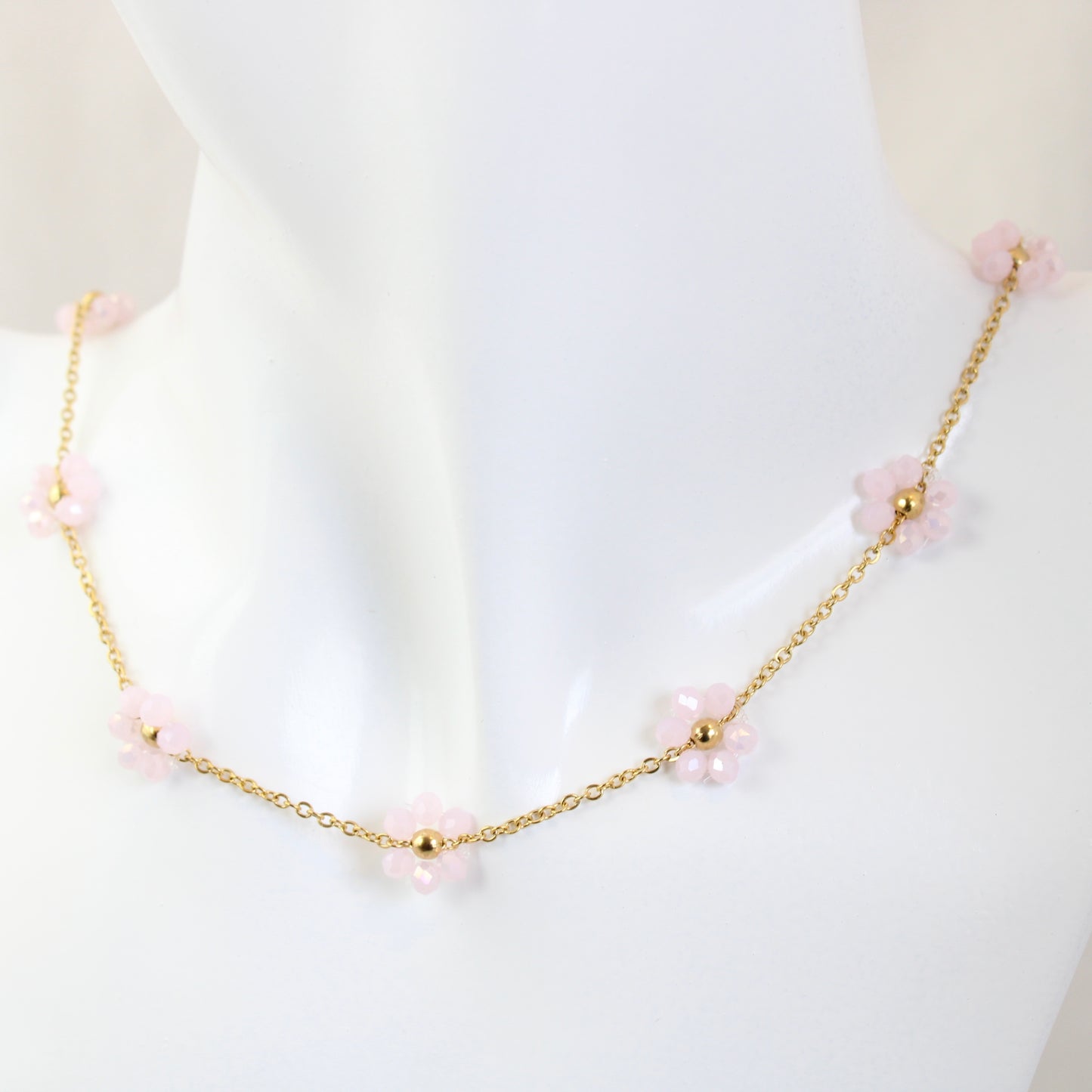 Beaded Flower Chain Necklace