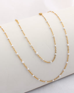 White Tiny Enamel Bead Chain Set