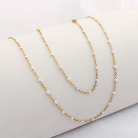 White Tiny Enamel Bead Chain Set