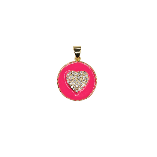 Round Heart CZ Charm