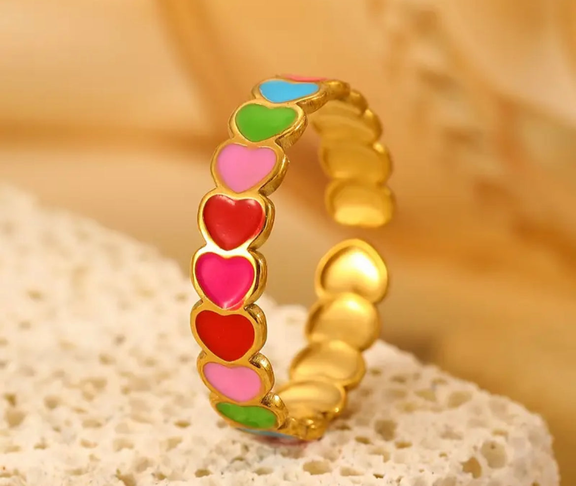 Multi Resin Heart Ring