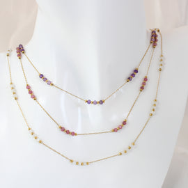 Elegant Round Stone Beaded Chain Necklace