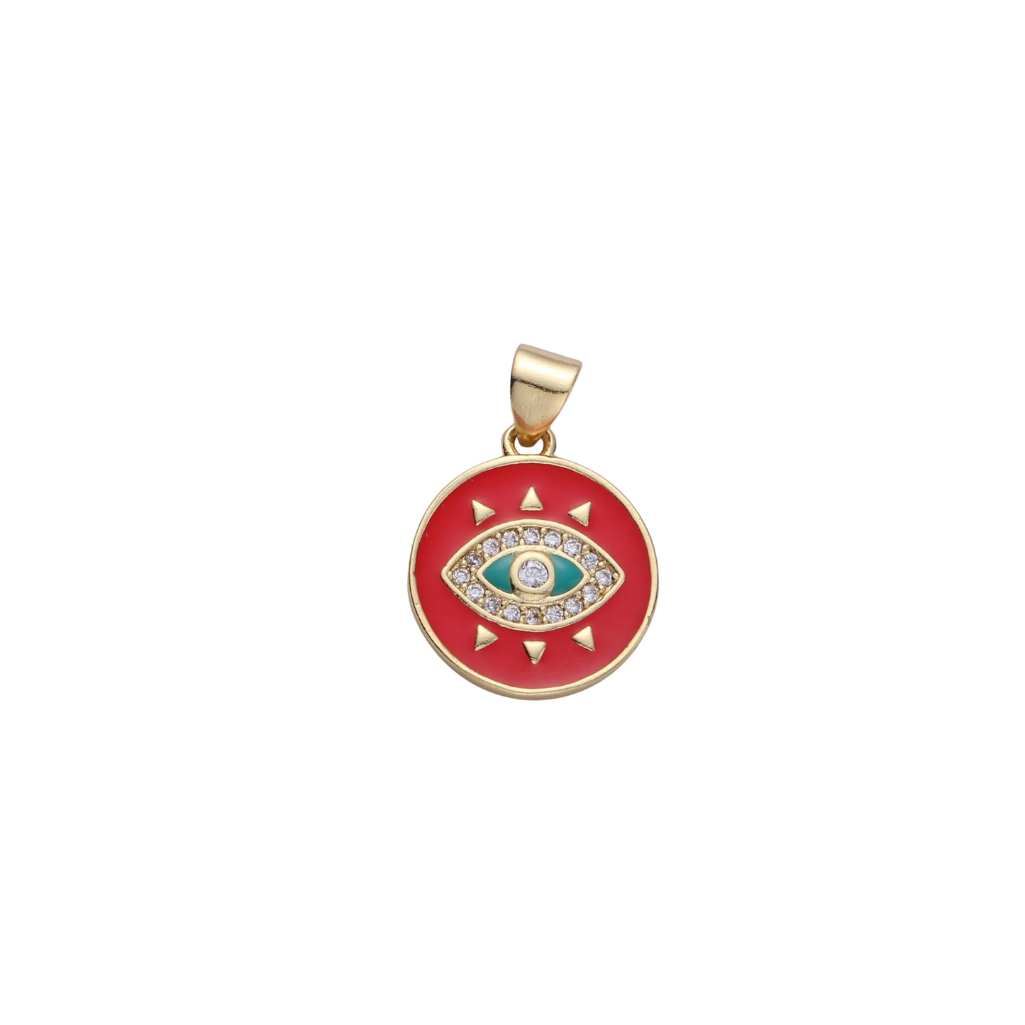 Red Round Eye CZ charm