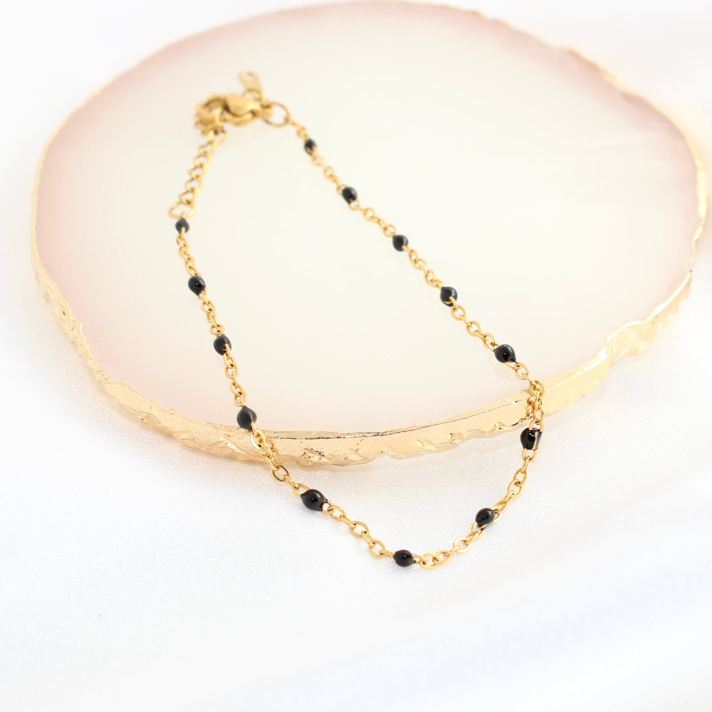 Black Tiny Enamel Bead Chain Set