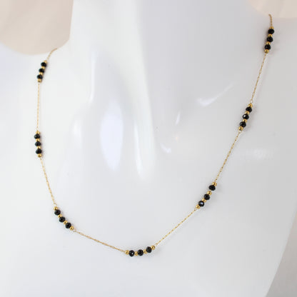 Elegant Round Stone Beaded Chain Necklace