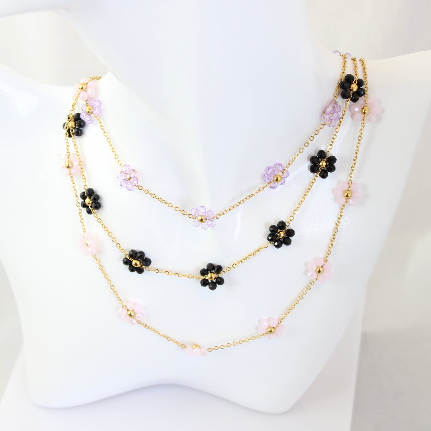 Beaded Flower Chain Necklace