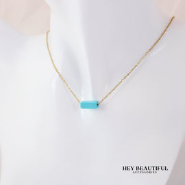 Rectangular Stone Pendant Necklace | gemstone jewelry