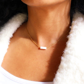 Rectangular Stone Pendant Necklace | gemstone jewelry