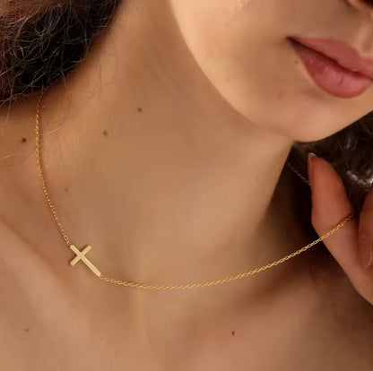 Side Cross Necklace