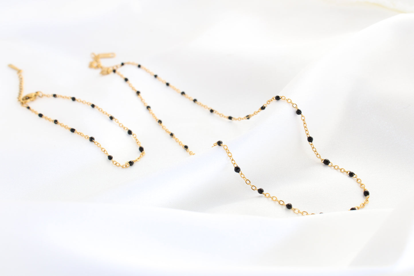 Black Tiny Enamel Bead Chain Set