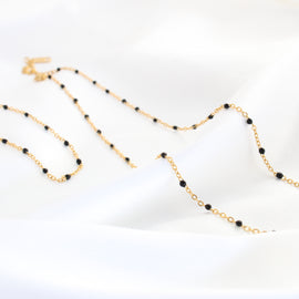 Black Tiny Enamel Bead Chain Set