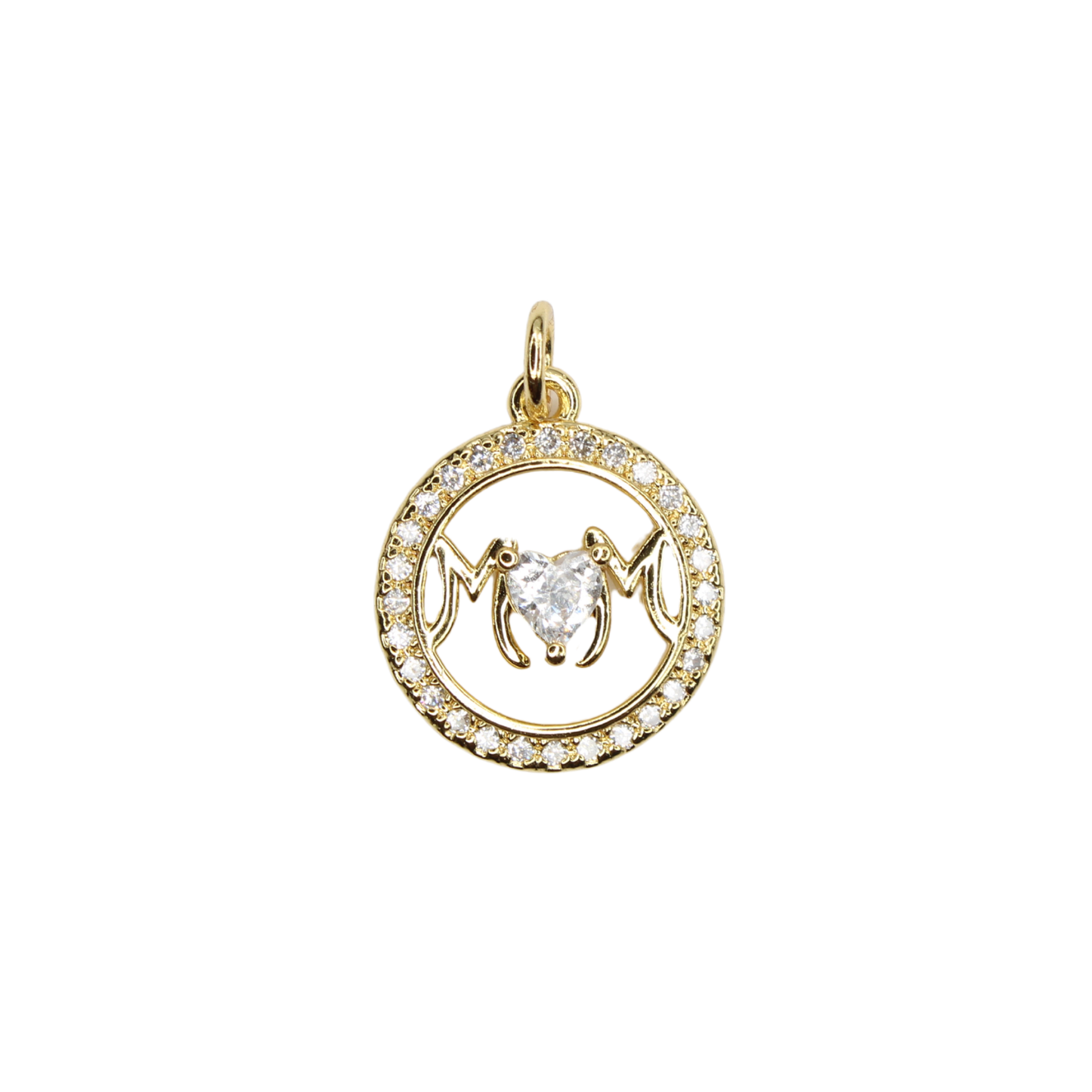 Studded MOM Round Charm