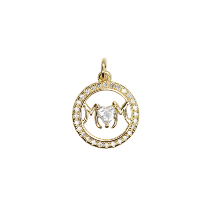 Studded MOM Round Charm