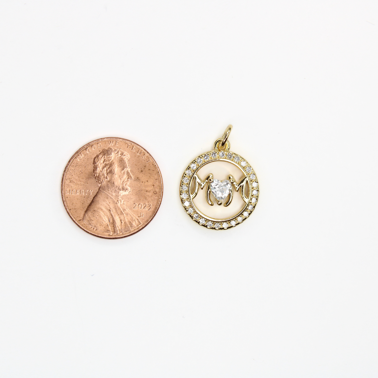 Studded MOM Round Charm