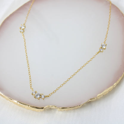 Triple Zirconian Dainty Necklace