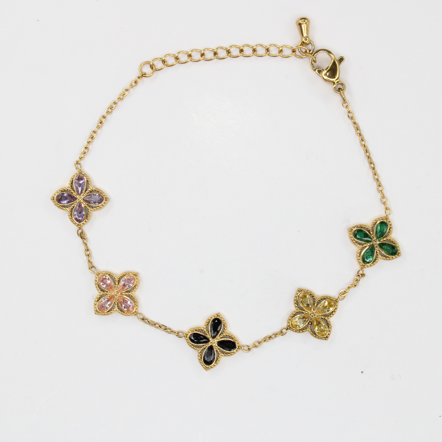 Flower Clover Rhinestone Bracelet