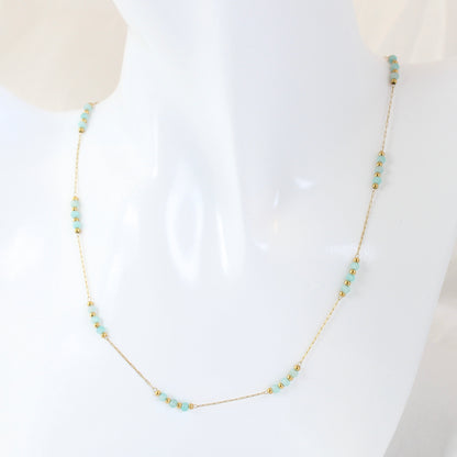 Elegant Round Stone Beaded Chain Necklace