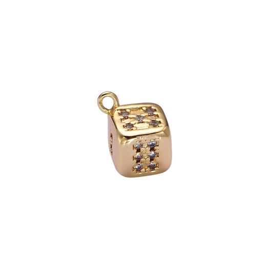 CZ Gold Dice Charm