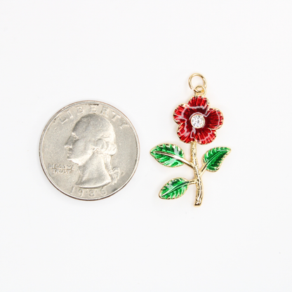 Red Flower Charm