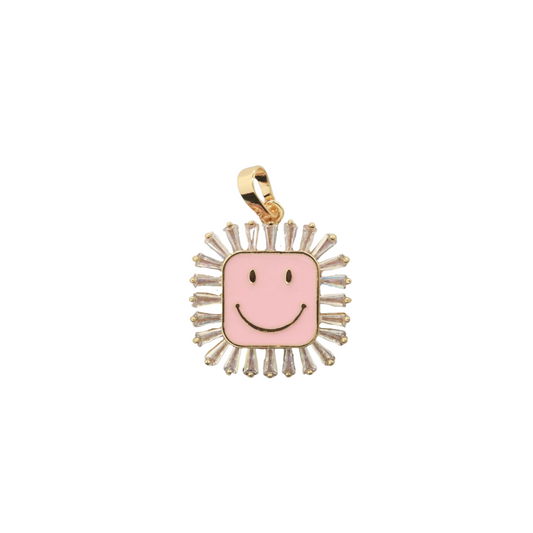 CZ Square Smiley Face Charm