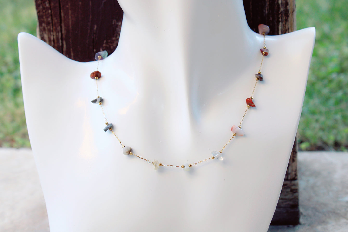 Irregular Beaded Stone Necklace