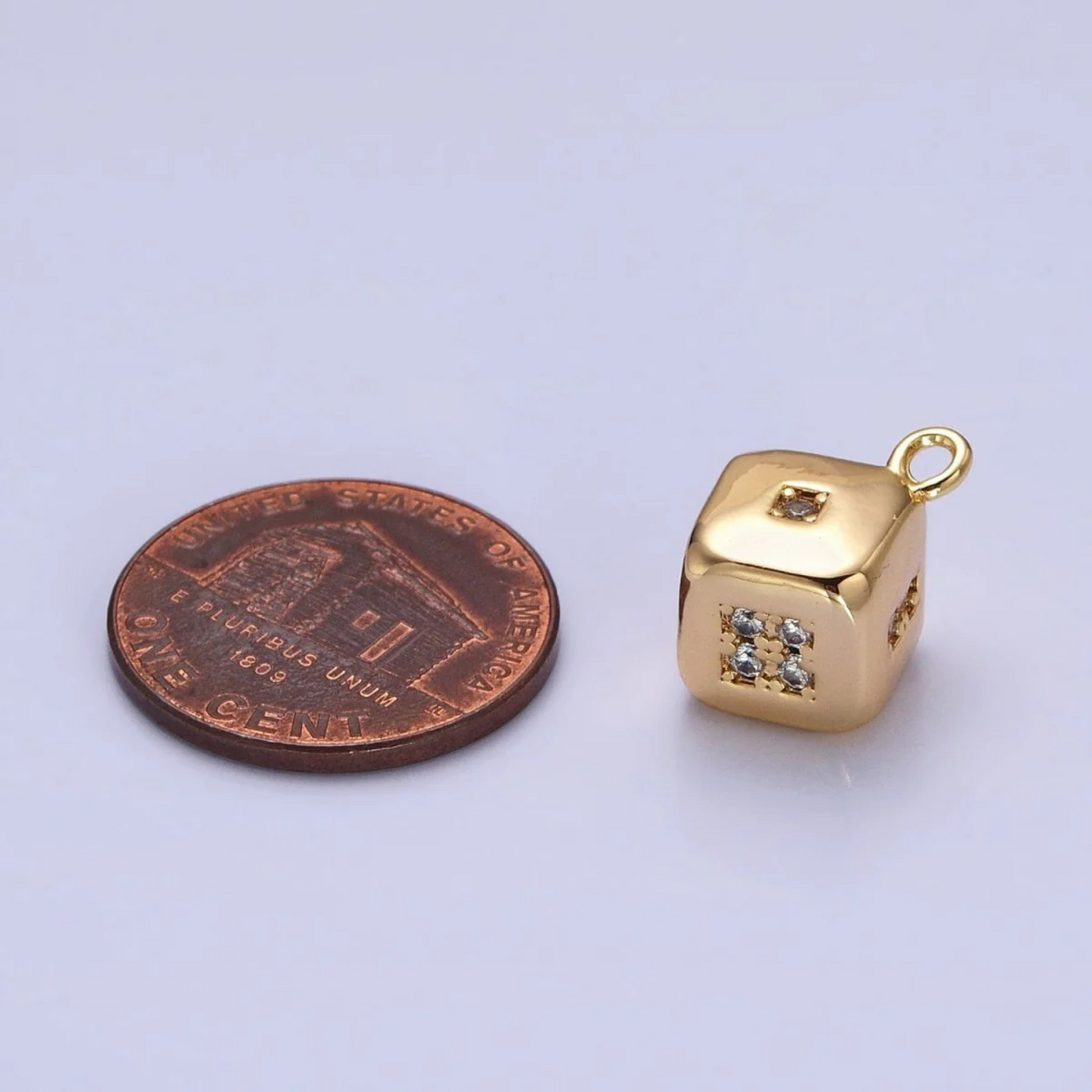 CZ Gold Dice Charm