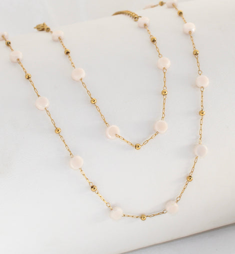 White Flat Bead Chain Set