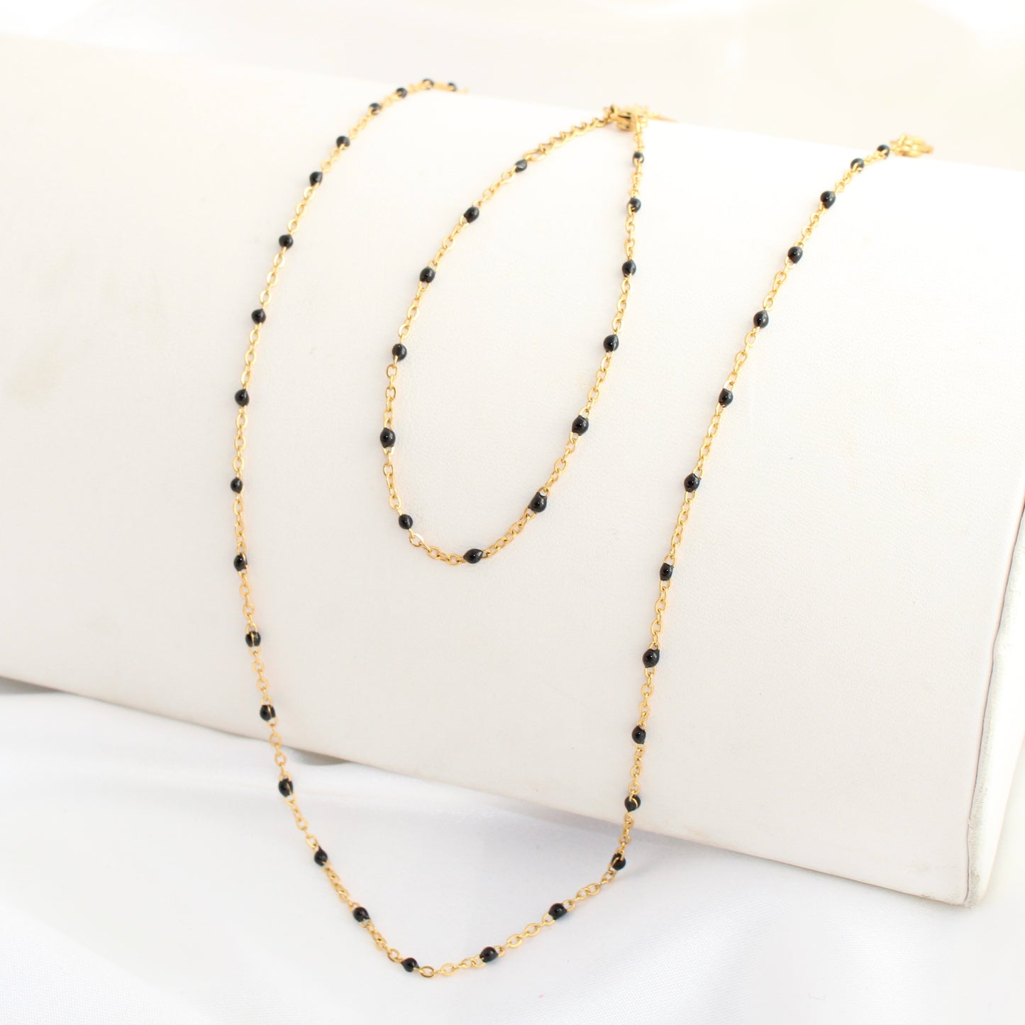 Black Tiny Enamel Bead Chain Set