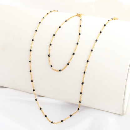 Black Tiny Enamel Bead Chain Set