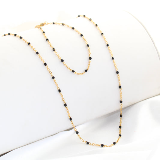 Black Tiny Enamel Bead Chain Set