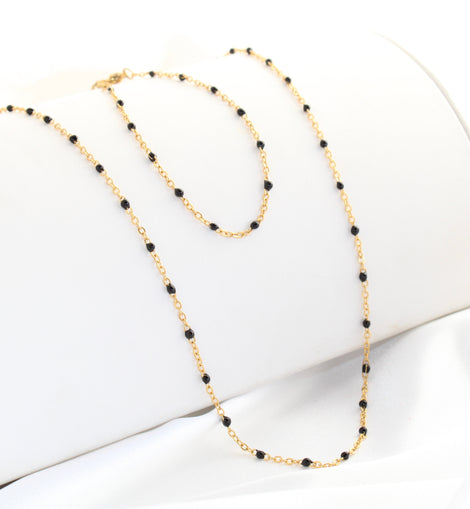 Black Tiny Enamel Bead Chain Set