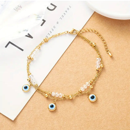 Double Chain Evil Eye Anklet