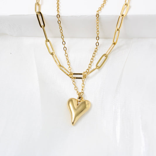 Heart Double Chain Necklace