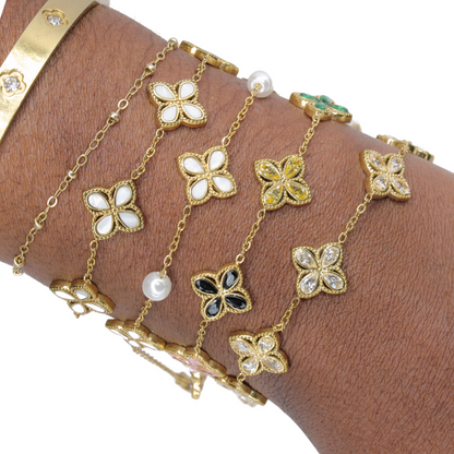 Flower Clover Rhinestone Bracelet