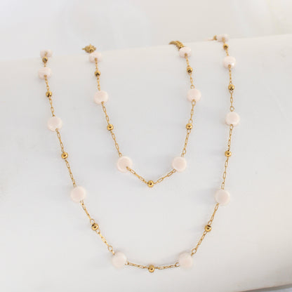 White Flat Bead Chain Set