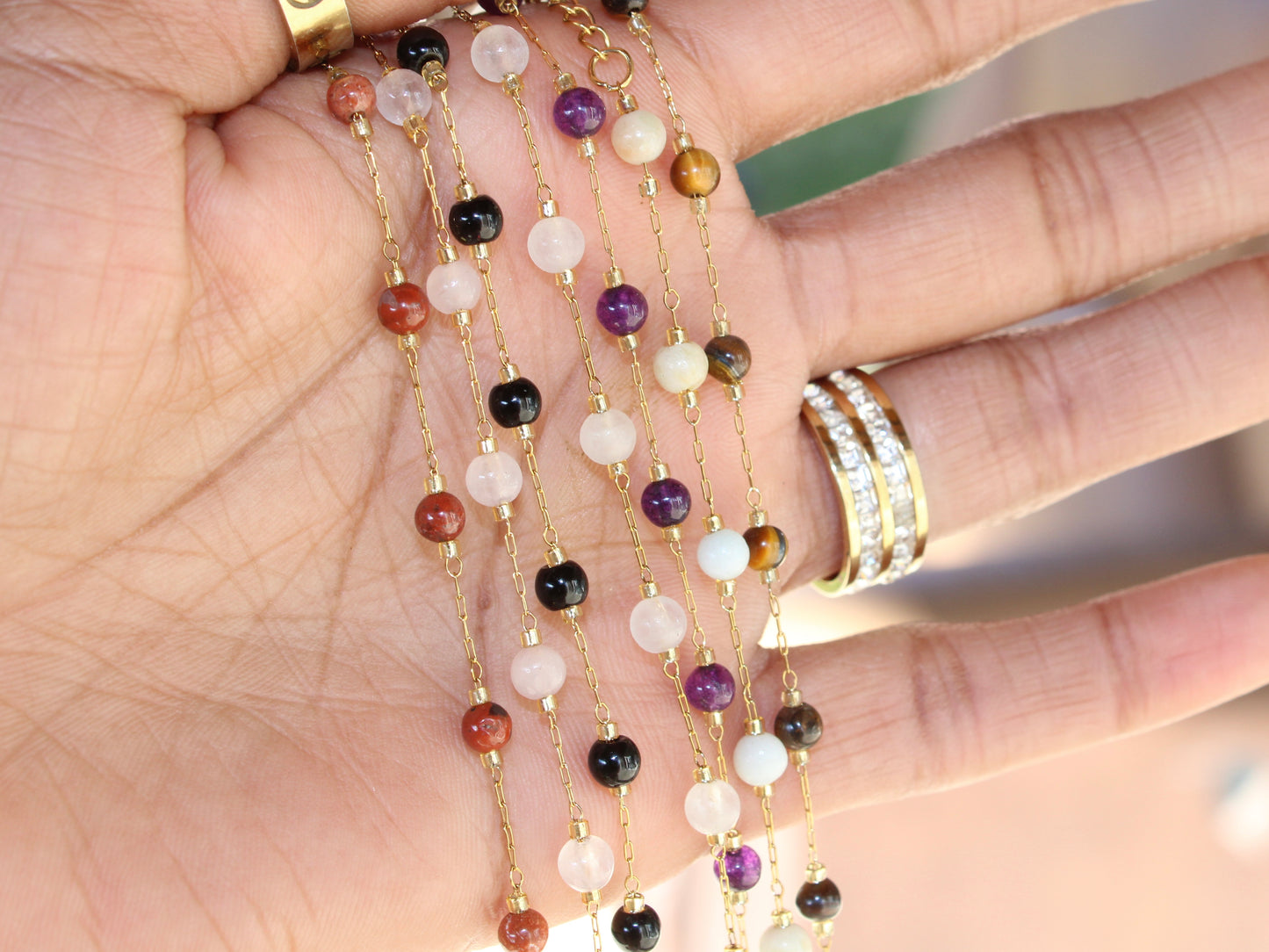 Gemstone Beaded Chain Bracelet