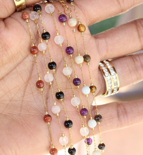 Gemstone Beaded Chain Bracelet