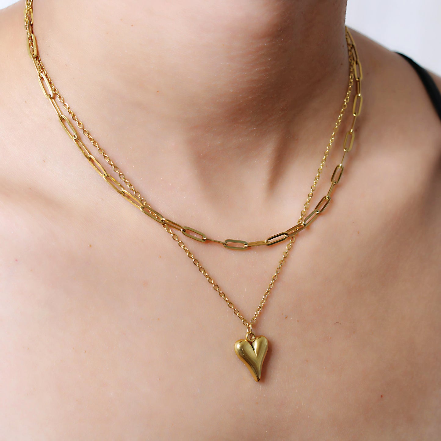 Heart Double Chain Necklace