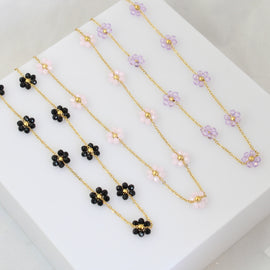 Beaded Flower Chain Necklace