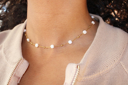 White Flat Bead Chain Set