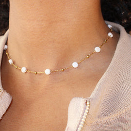 White Flat Bead Chain Set