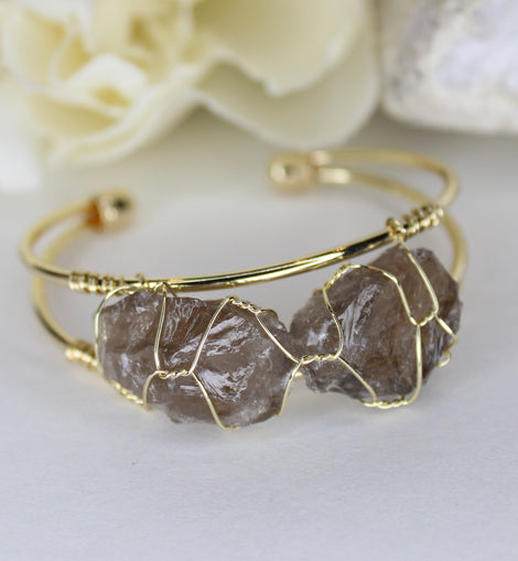 Wire Wrapped Raw Crystal Bracelet