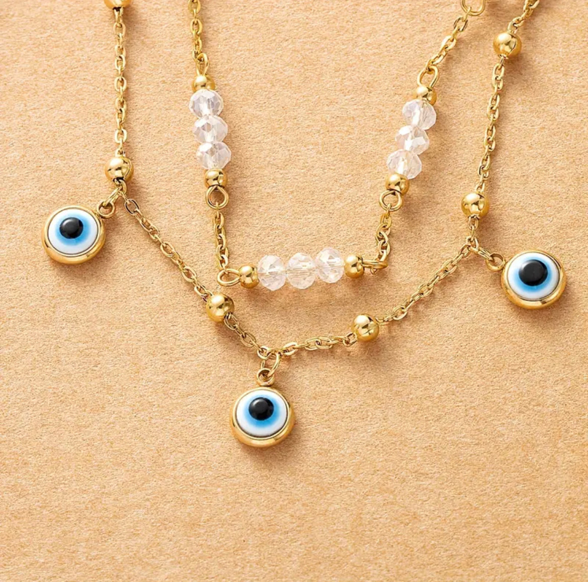 Double Chain Evil Eye Anklet