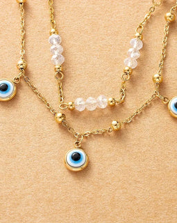 Double Chain Evil Eye Anklet