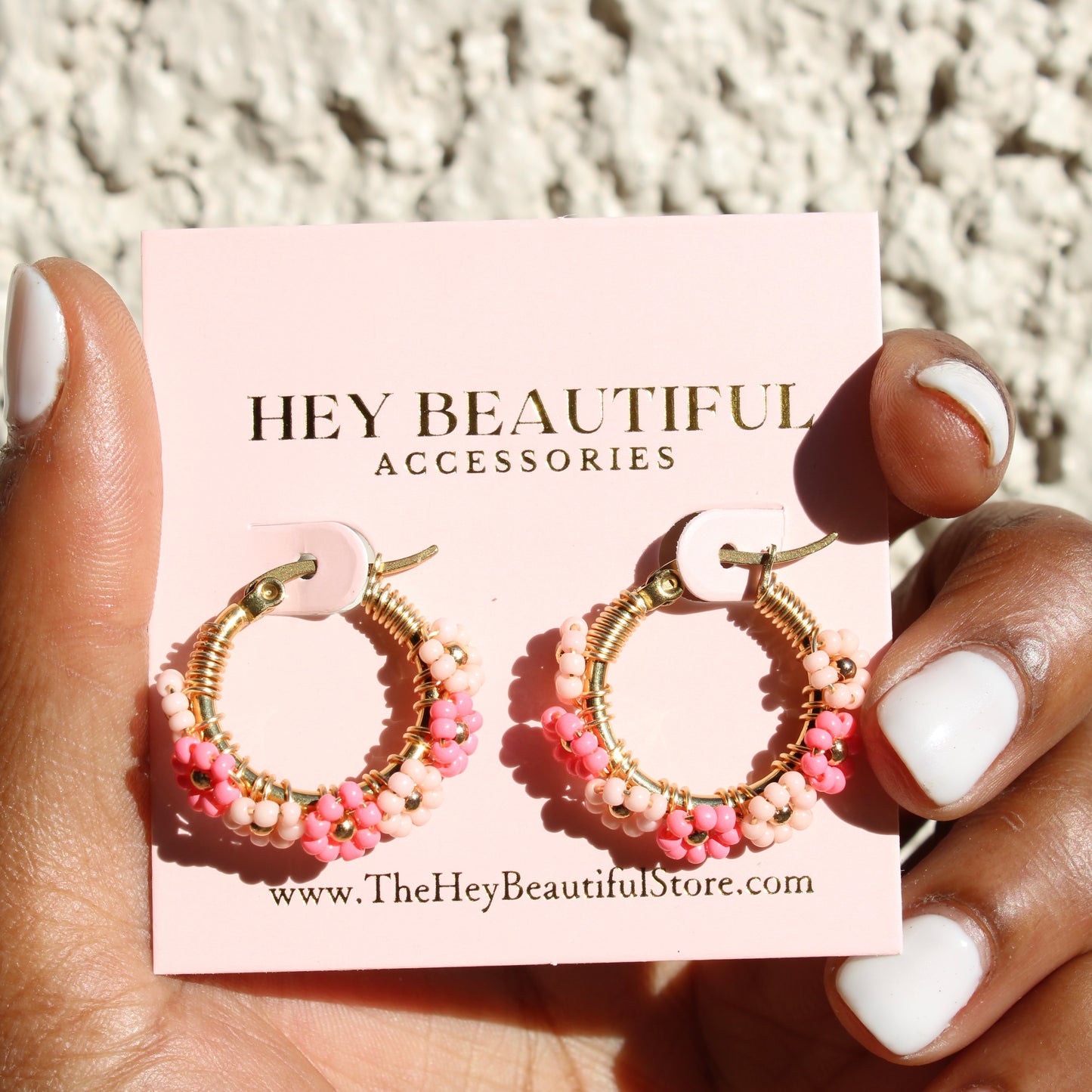 Beaded Flower Mini Hoops