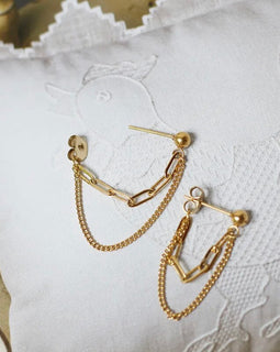 Double Layer Chain Stud Earrings