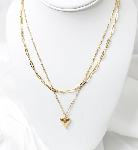 Heart Double Chain Necklace