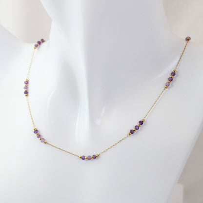 Elegant Round Stone Beaded Chain Necklace